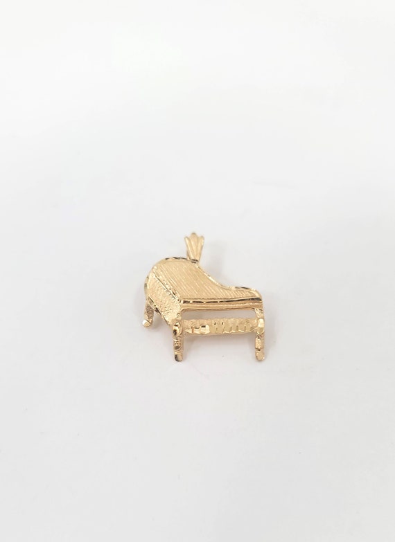 14k Gold Piano Charm Pendant, 14kt Solid Gold, Vin