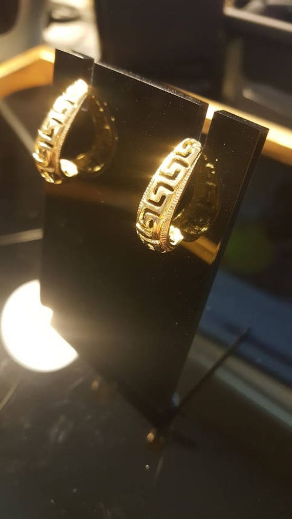 14kt Gold Classic Gold Earrings Vintage Greek Key 