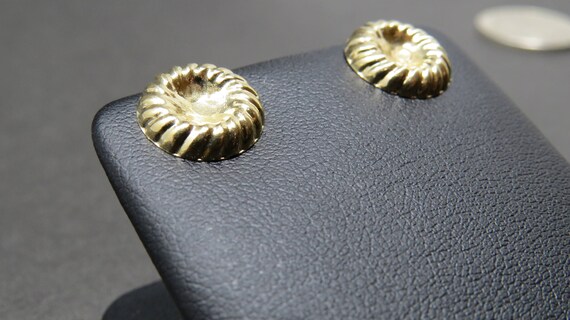 14k Gold Post Stud Earrings, Vintage 14k Gold Ear… - image 2