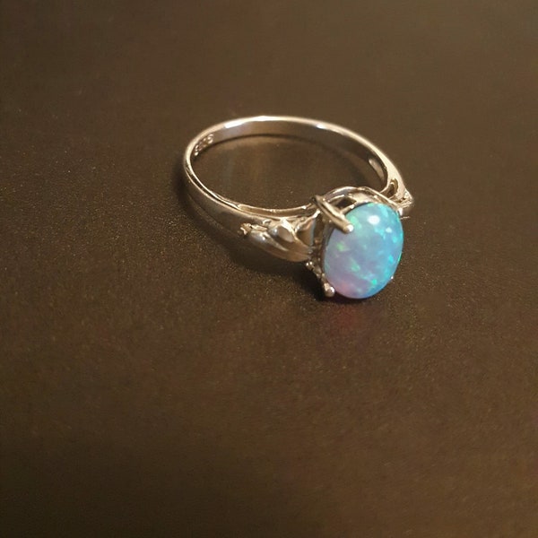 Opal Ring, Vintage Sterling Silver , 925 Opal Ring,  Size 6