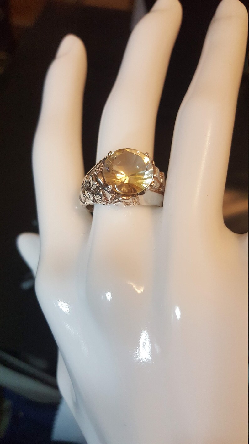 Vintage Statement Ring Large Gold Stone 925 Nugget Large Etsy