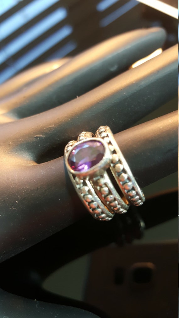 Stacking Rings Vintage Sterling Amethyst 3 Piece  