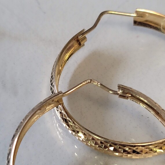 BIG 14kt Gold Hoop Earrings, Large 14k Real Gold … - image 9