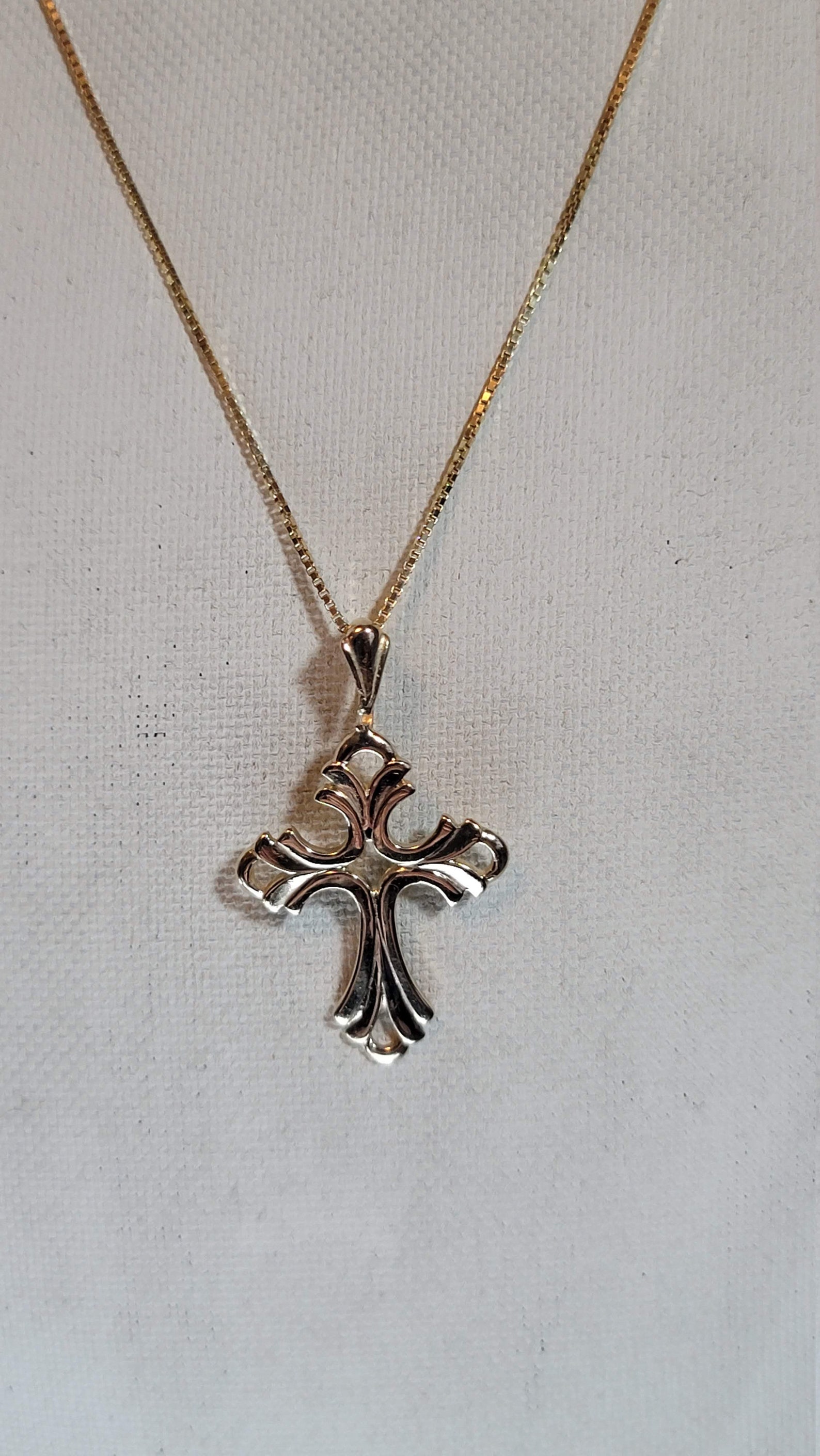 14kt Gold Cross Chain Necklace Vintage Jewelry Real Gold - Etsy