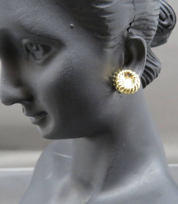 14k Gold Post Stud Earrings, Vintage 14k Gold Ear… - image 7