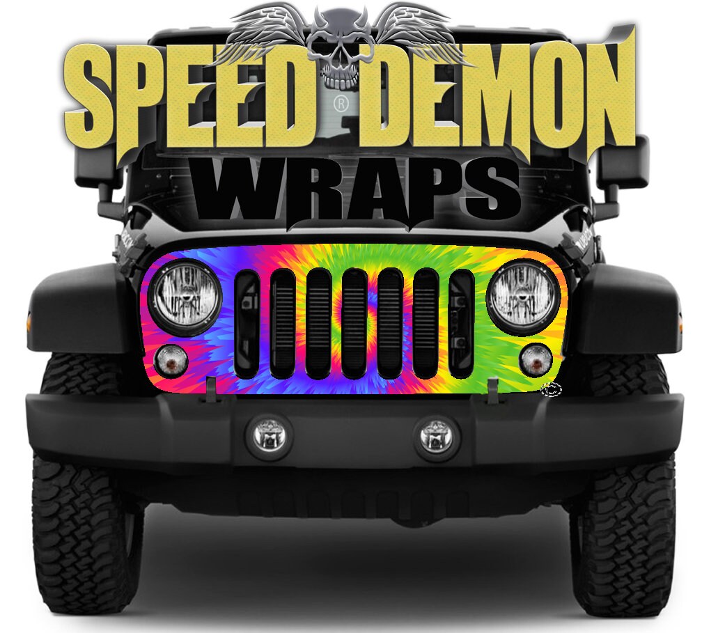 Jeep Wrangler Grill Wrap Tie Dye design with Pink Blue Yellow Etsy