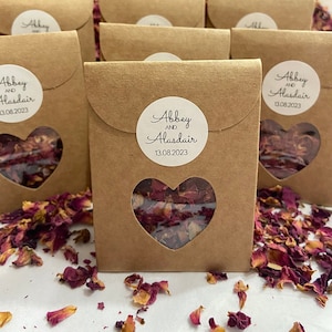 Coriandoli personalizzati, lancia un po' d'amore, coriandoli, coriandoli per matrimonio, Kraft, rustico, scatola di coriandoli, cono, bustina, petali veri biodegradabili