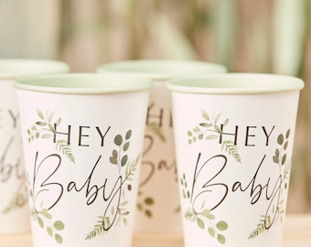 Botanical Baby Shower Paper Cups - 8 Pack