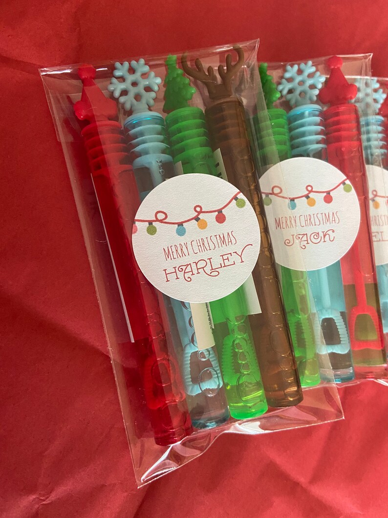 Personalised Christmas Bubbles, Pack of 4, Mini Bubble Pack, Stocking