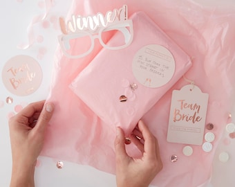 Hen Party Pass the Parcel Game Kit, Rose Gold Confetti