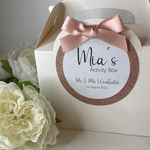 Children's Activity Box, Wedding Activity Pack, Personalised wedding box, Favour Box, Gift Box, Rose Gold, Kids activity Pack