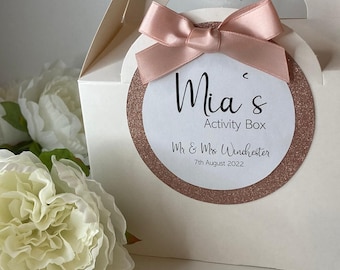 Children's Activity Box, Wedding Activity Pack, Personalised wedding box, Favour Box, Gift Box, Rose Gold, Kids activity Pack