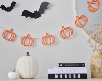 Orange Wooden Pumpkin Halloween Bunting