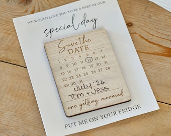 10 Pack - Wooden Save the Date Magnet, Rustic, Fridge magnet, Customise yourself, DIY wedding