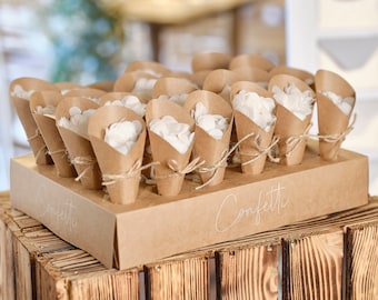 Wedding Confetti Cone Holder with 24 Cones and Confetti, Kraft Wedding, Confetti, throw some love