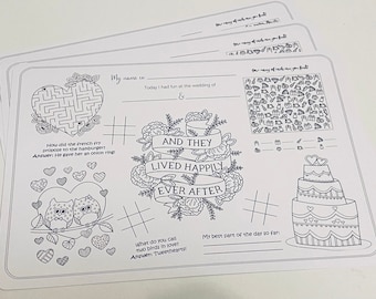 Children's Activity Wedding Placemat, Wedding Favor