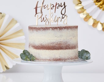 Happy Pushing Baby Shower Cake Topper, baby shower, gender reveal