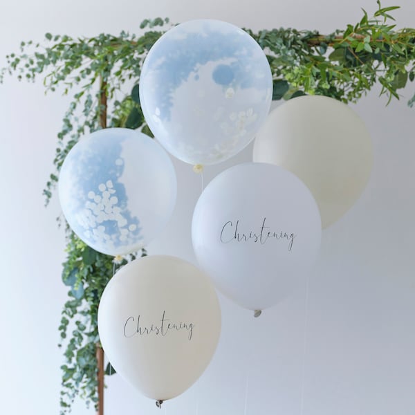 White, Nude and Confetti Christening Balloon Bundle, Christening party, Christening decorations
