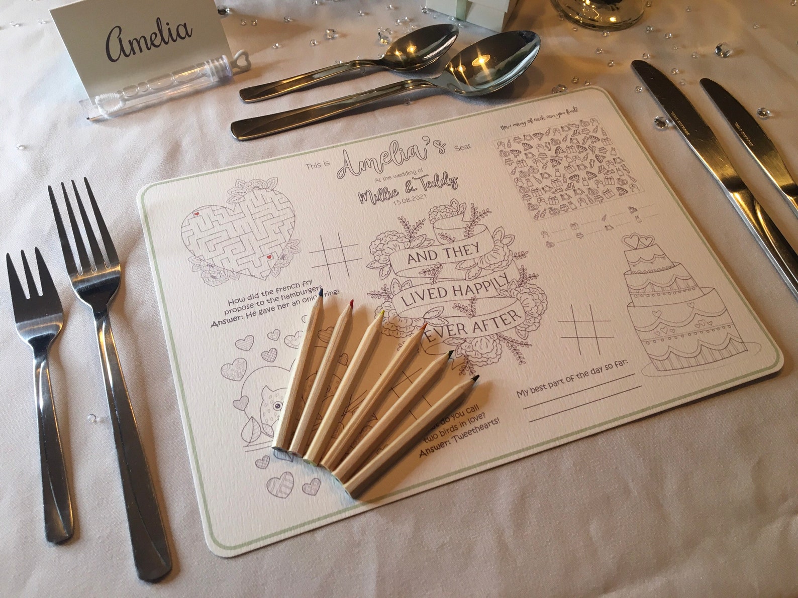 Childrens activity wedding placemat place card childrens Etsy
