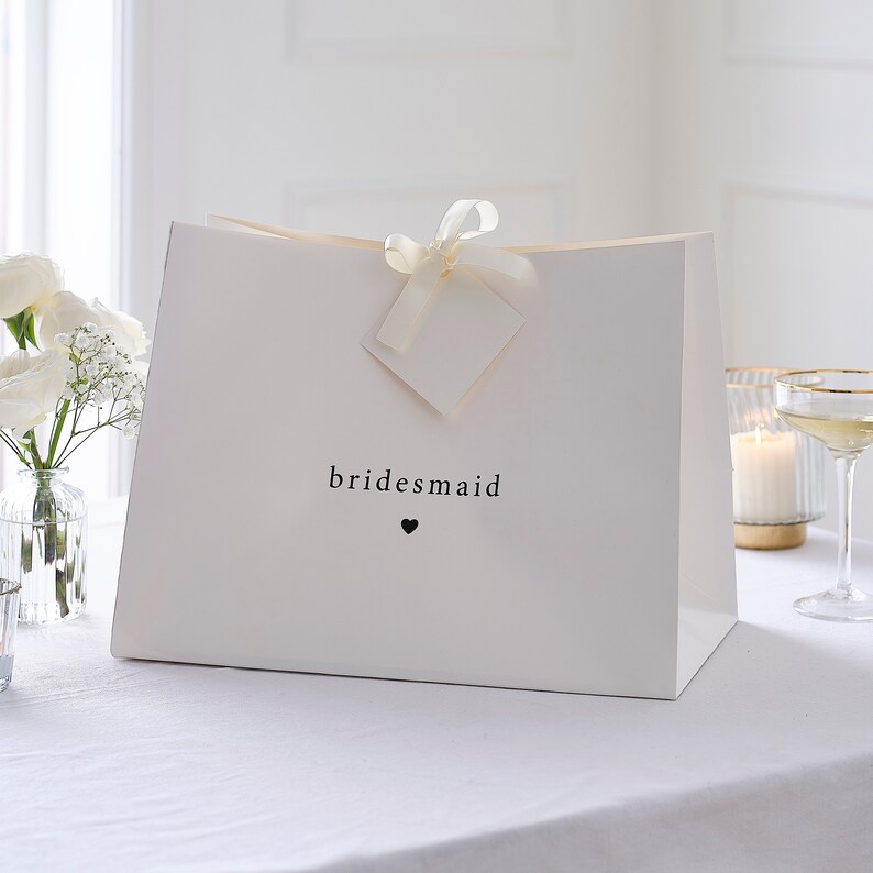 White Maid of Honour Bridesmaid Gift Bag, Beautiful Gift Bag