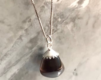 Apache Tear Obsidian Sterling Silver Pendant Grief Emotional Healing