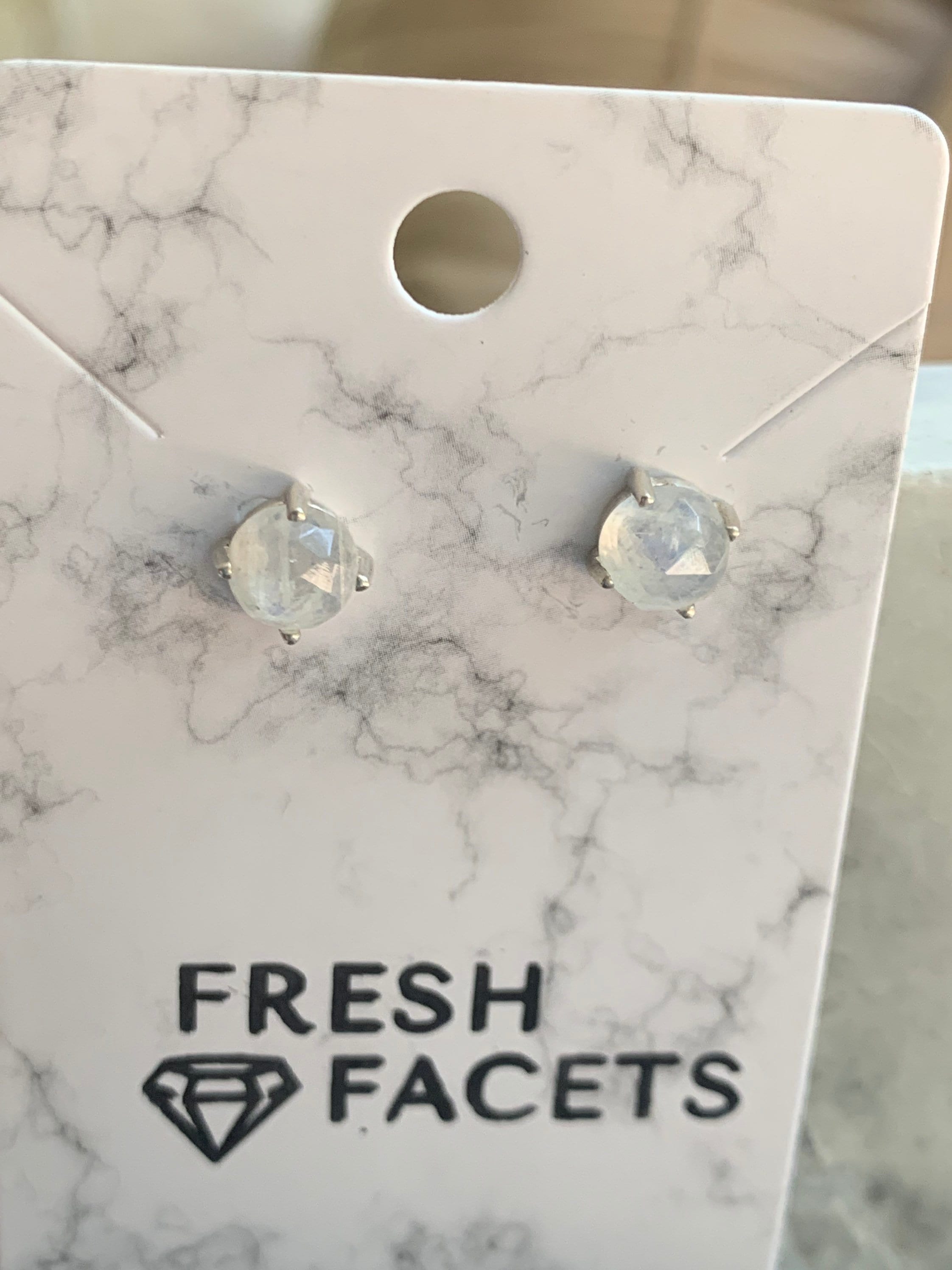 Round Rosecut Moonstone 6mm Sterling Silver Studs