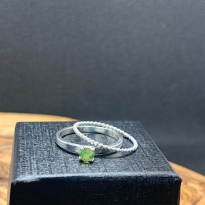 Peridot Stackable Rings in Sterling Silver Size 6.5