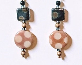 New Art Deco Style, Vintage Czech Glass Bead Earrings