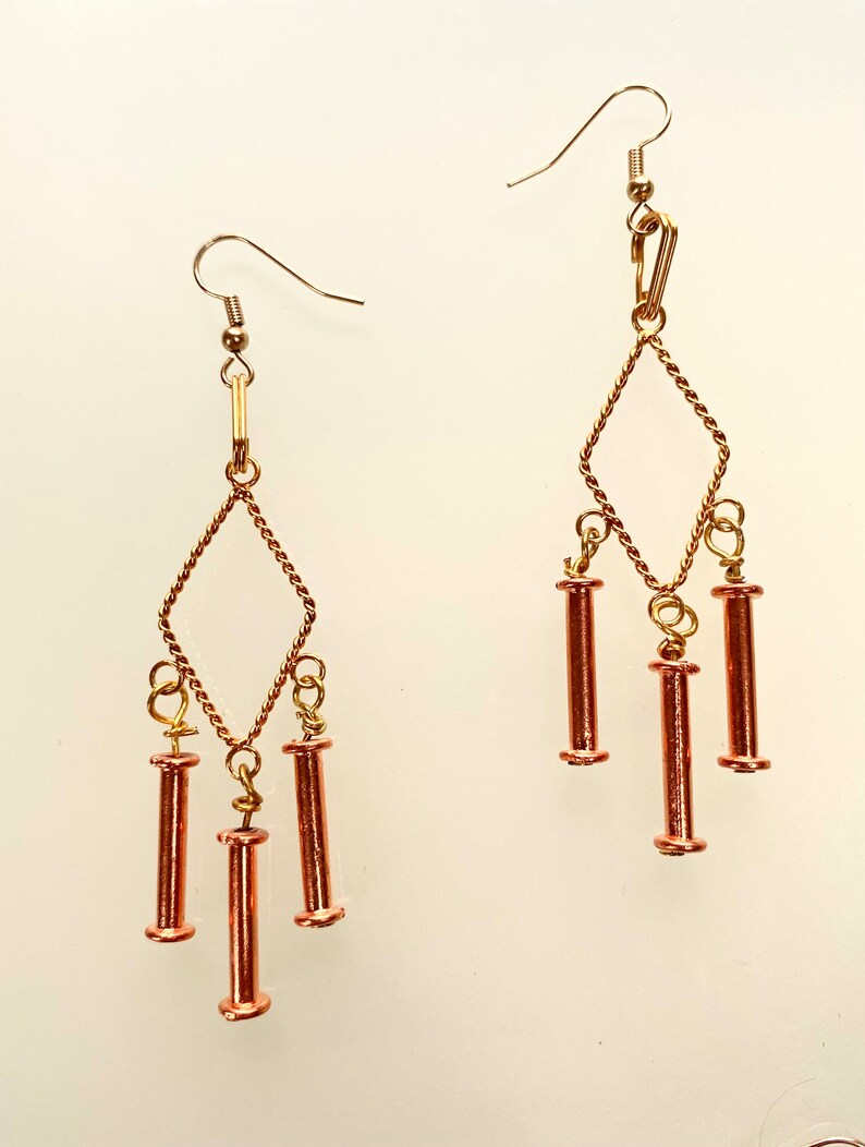 Kitsch Art Barbell Earrings, Fun Art Bijoux Diamond Geometric Shapes