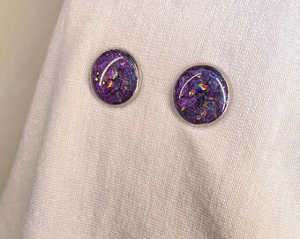 Pretentious Piggy Pigment Color Shift Button Earrings | Resin Earrings | Flat Earrings | Feaux Gauge Earrings | Fake Gauges