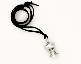 Squash Blossom Pendant with Leather Cord