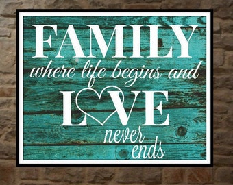 Family Cut File Family Printable Family Where Life Begins | Etsy