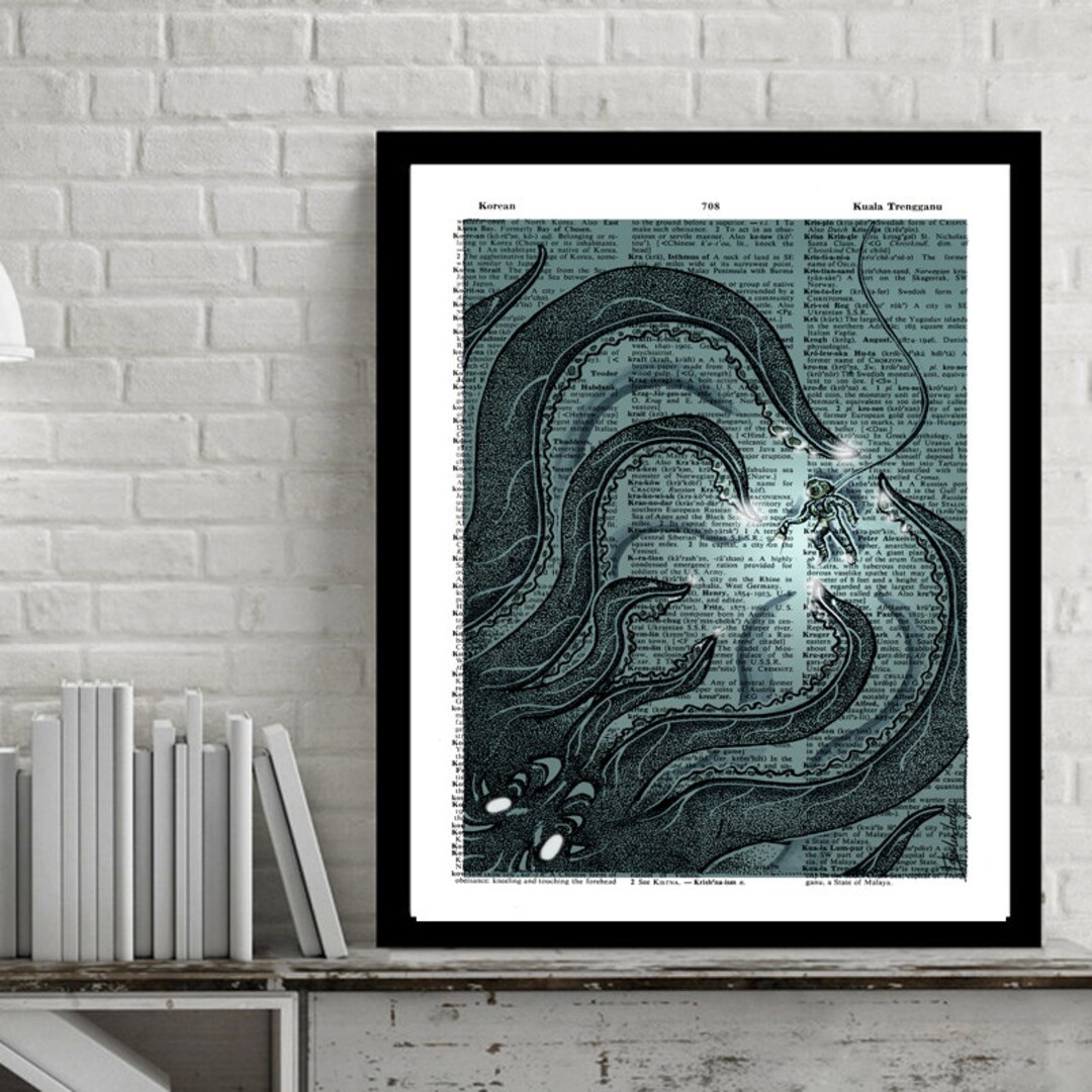 Kraken Dictionary Art Etsy
