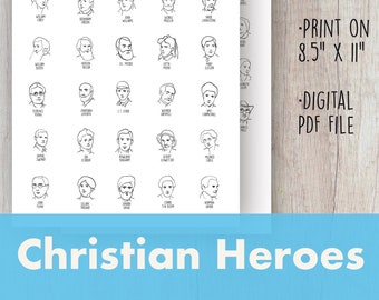 Christian Heroes Printable Timeline Figures Cut Outs Stickers Homeschool History Missionary Faith Lesson