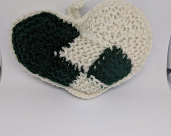 Woven Hearts Green and White