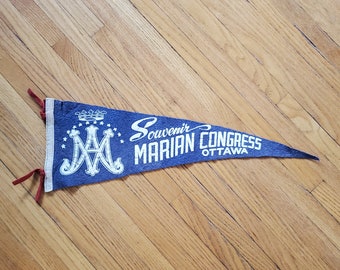 Vintage Felt Travel Pennant - Marian Congress - Ottawa