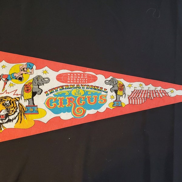 Vintage Pennant - Tarzan and Zerbini International Circus