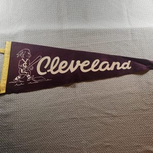 Fanion Souvenir Cleveland Indians Années 1950 - 12x5 Pouces - Vintage Original MLB - Baseball