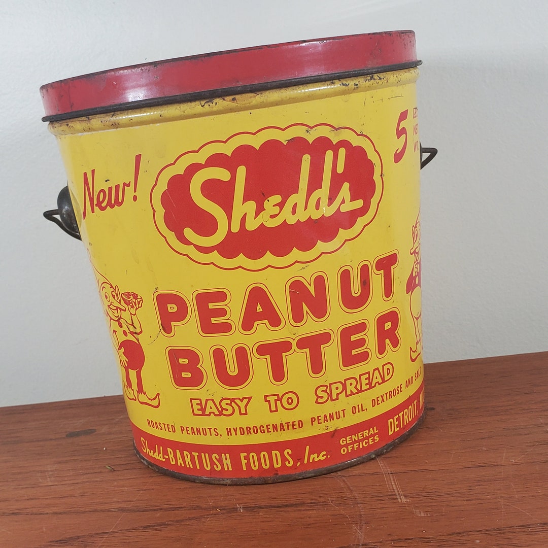 Vintage Shedd's 5 Lb.sized Peanut Butter Pail / Tin / Bucket Bartush