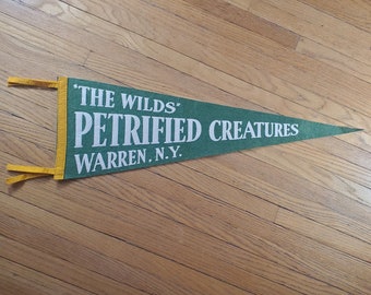 Vintage Pennant - The Wilds Petrified Creatures, Warren, New York