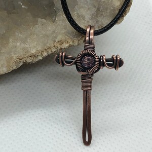 Antiqued copper wire wrapped Cross pendant image 5