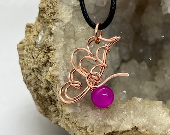 Copper wire wrapped butterfly pendant