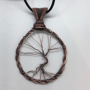 Copper wire wrapped twisted tree of life pendant