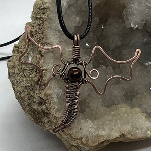 Antiqued copper wire wrapped dragon pendant image 1