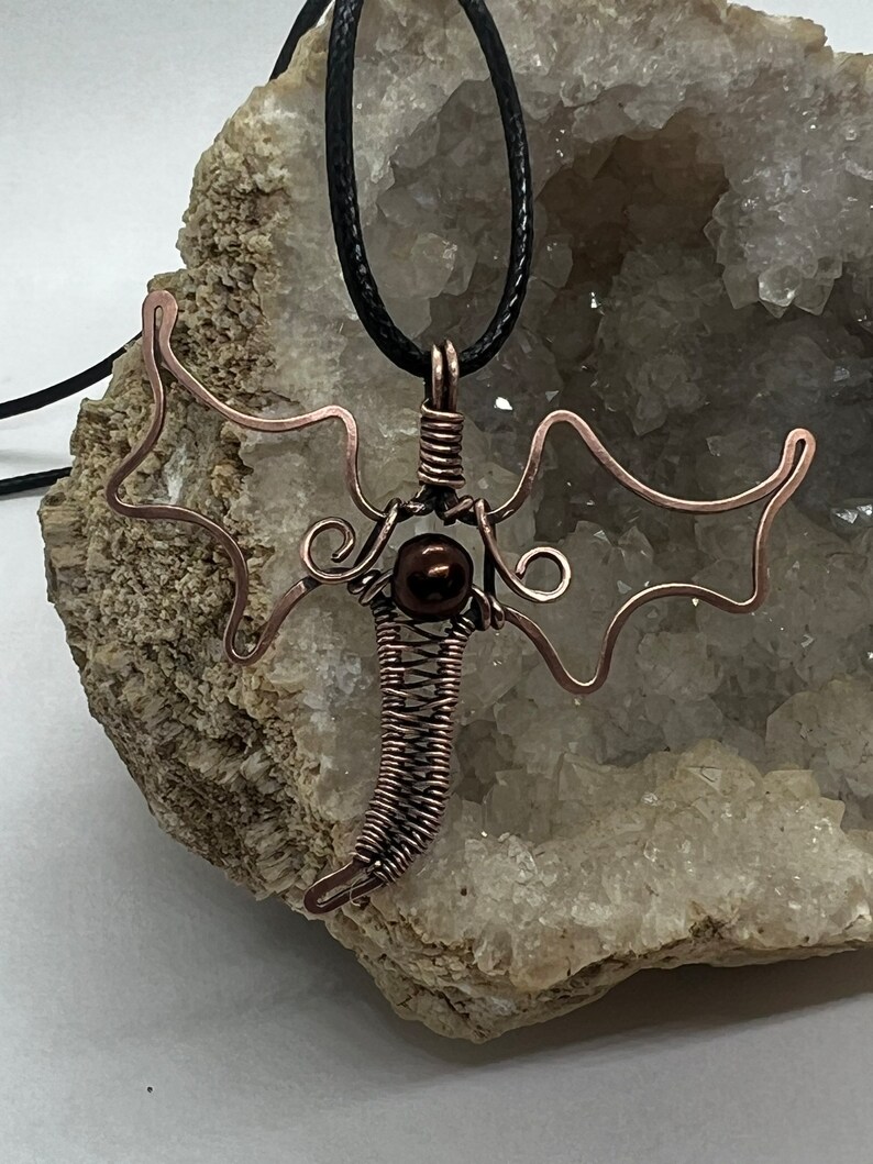 Antiqued copper wire wrapped dragon pendant image 1