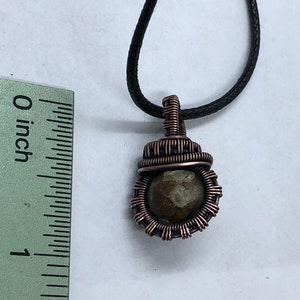 Antiqued copper wire wrapped agate bead pendant image 3