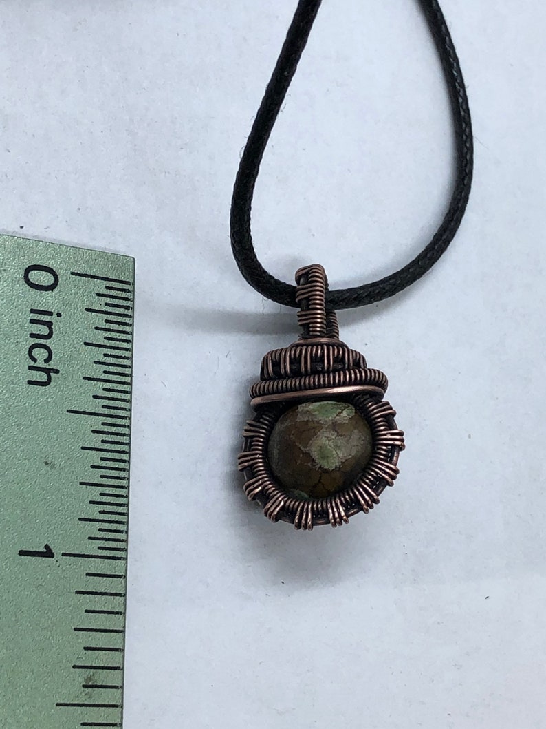 Antiqued copper wire wrapped agate bead pendant image 3