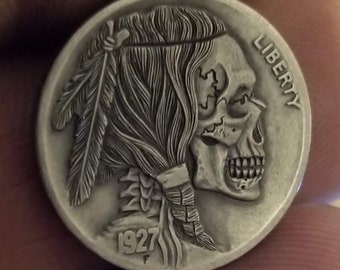 Detailed Skull Indian Head Buffalo Nickel