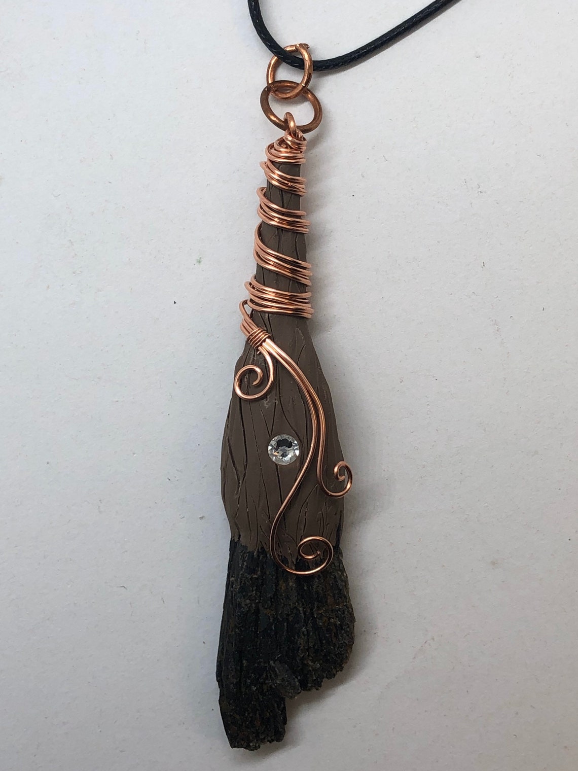Copper Wire Wrapped Black Kyanite Fan Blade Witches Broom With Etsy