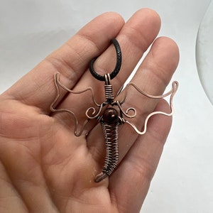 Antiqued copper wire wrapped dragon pendant image 3